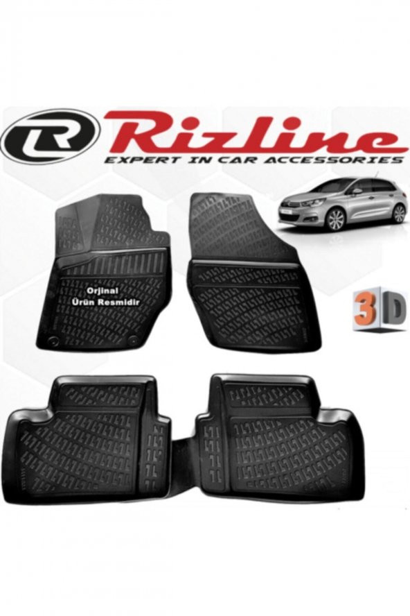Rizline Citroen C4 3d Paspas Havuzlu Hb 2011 - 2017 Arası 4 Parça Siyah Set ürün görseli 1