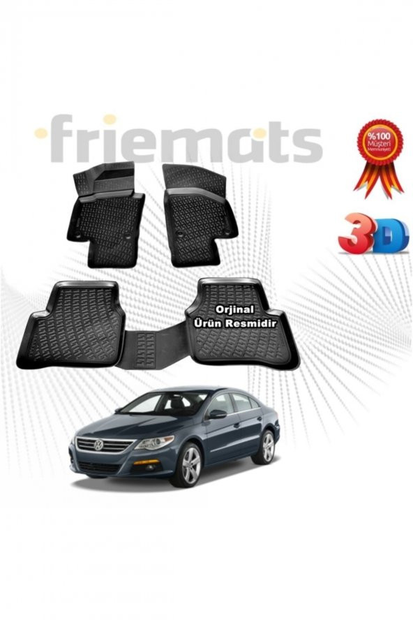 Friemats Vw Passat Cc 3d Havuzlu Paspas 2008-2015 Arası Siyah 4 Parça Set - ürün görseli 1