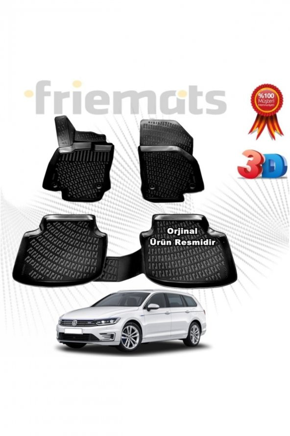 Friemats Vw Passat B8 Stw 3d Havuzlu Paspas 2015-2020 Arası Siyah 4 Parça Set - ürün görseli 1