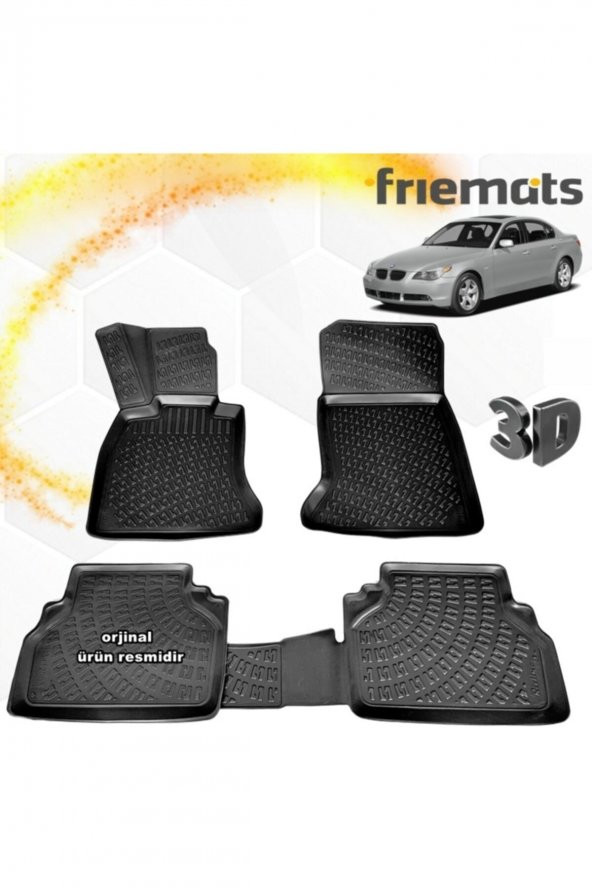 Friemats Bmw E60 3d Paspas Havuzlu Siyah 2004-2009 Arası 4 Prç ürün görseli 1