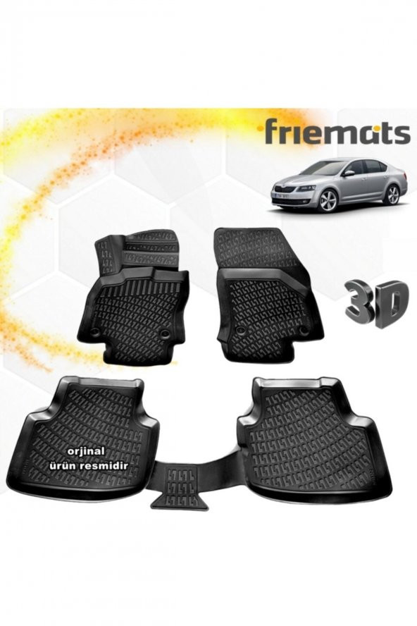 Friemats Skoda Octavia 3d Paspas Havuzlu Siyah 2013-2020 Arası 4 Prç ürün görseli 1