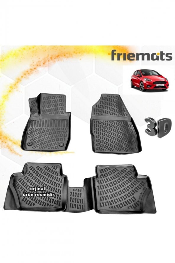 Friemats Ford Fiesta 3d Paspas Havuzlu Siyah 2018 Sonrası 4 Prç ürün görseli 1