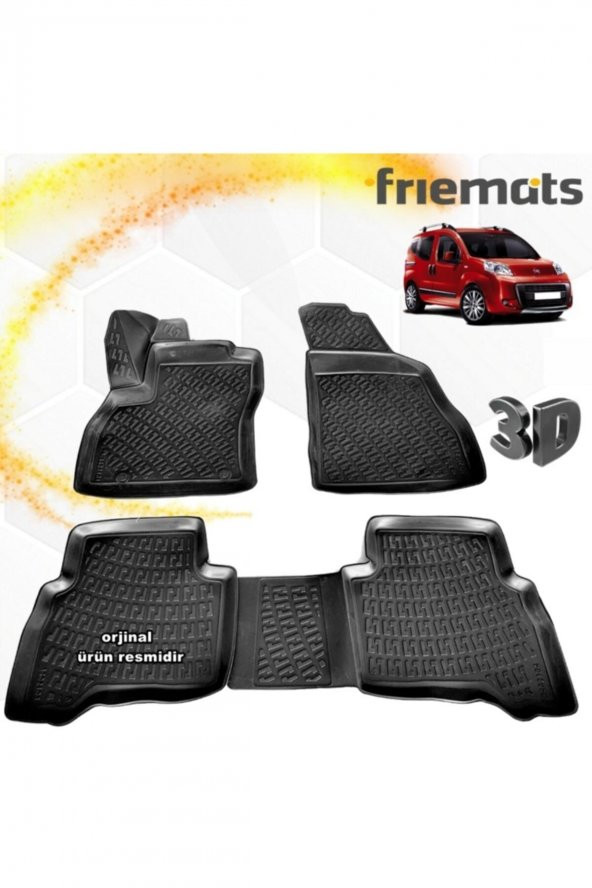 Friemats Fiat Fiorino 3d Paspas Havuzlu Siyah 2007 Sonrası 4 Prç ürün görseli 1