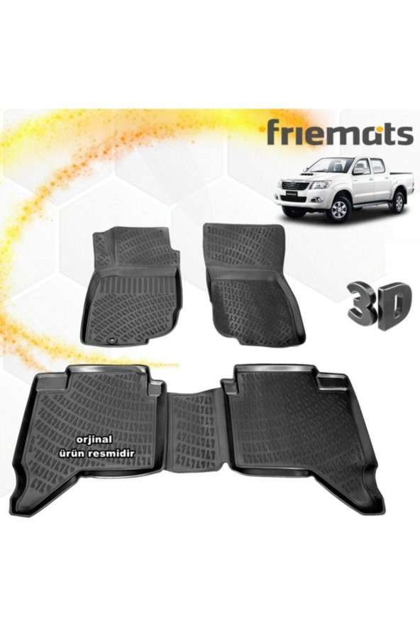 Friemats Toyota Hilux 3d Paspas Havuzlu Siyah 2010-2015 Arası 4 Prç ürün görseli 1