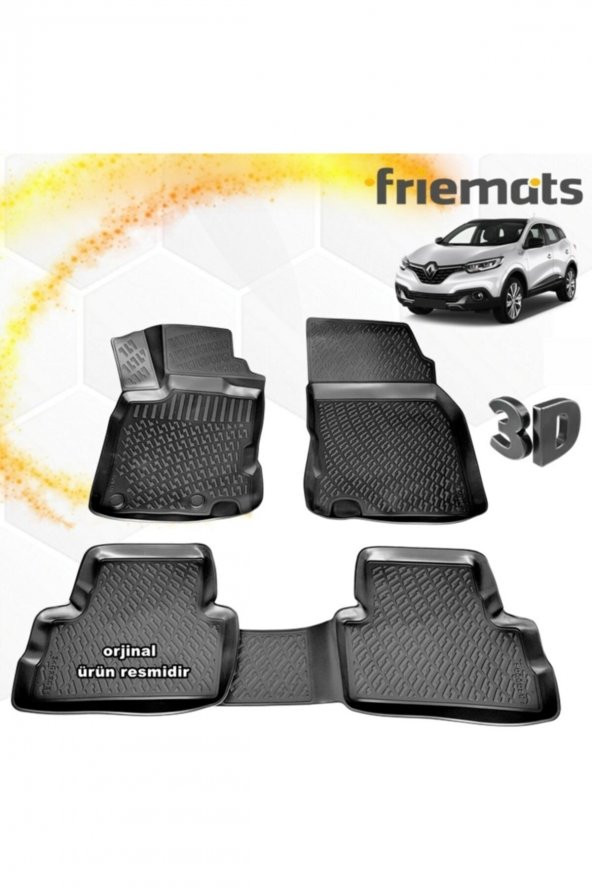 Friemats Renault Kadjar 3d Paspas Havuzlu Siyah 2015-2020 Arası 4 Prç ürün görseli 1