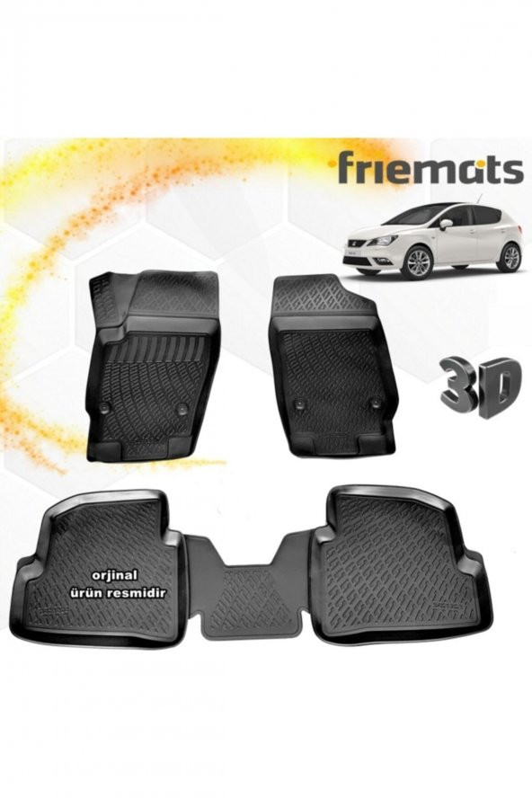 Friemats Seat Ibiza 3d Paspas Havuzlu Siyah 2009-2017 Arası 4 Prç ürün görseli 1