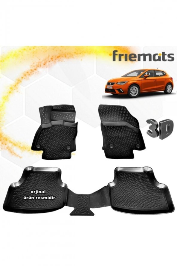 Friemats Seat Ibiza 3d Paspas Havuzlu Siyah 2017 Sonrası 4 Prç ürün görseli 1