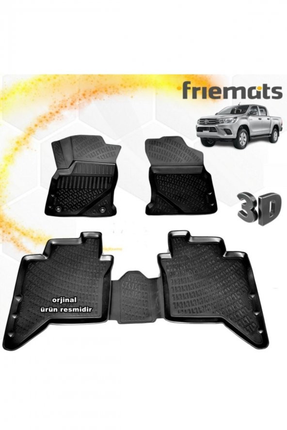 Friemats Toyota Hilux 3d Paspas Havuzlu Siyah 2015-2019 Arası 4 Prç ürün görseli 1