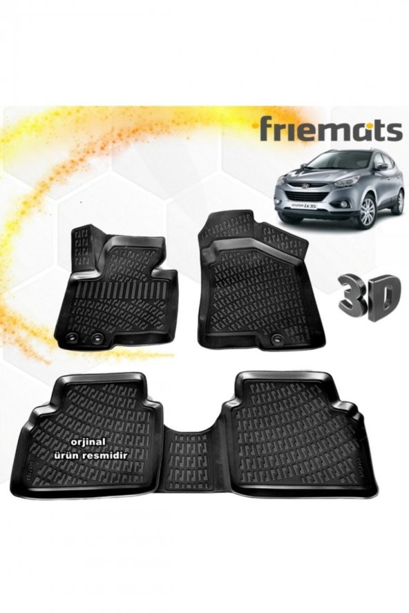 Friemats Hyundai Ix35 3d Paspas Havuzlu Siyah 2010-2015 Arası 4 Prç ürün görseli 1