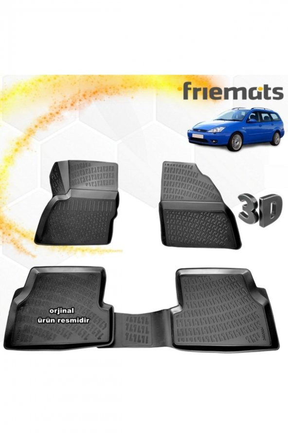 Friemats Ford Focus 1 3d Paspas Havuzlu Siyah Stw 1998-2005 Arası 4 Prç ürün görseli 1