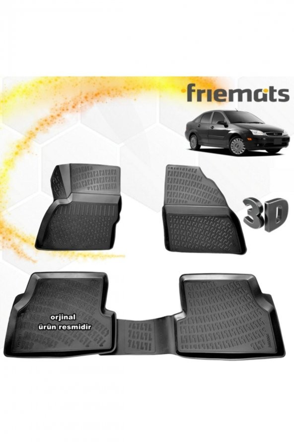 Friemats Ford Focus 1 3d Paspas Havuzlu Siyah Sedan 1998-2005 Arası 4 Prç ürün görseli 1