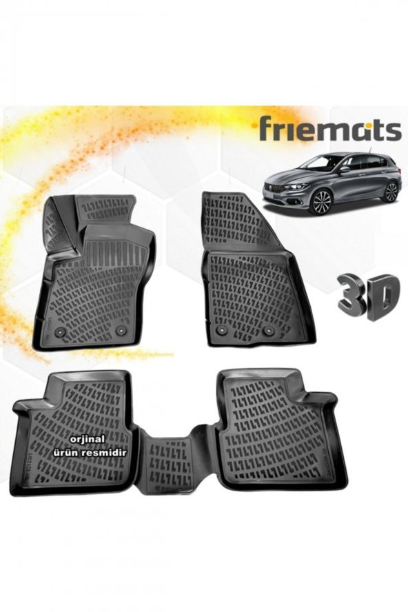 Friemats Fiat Egea 3d Paspas Havuzlu Siyah Hb 2016-2020 Arası 4 Prç ürün görseli 1