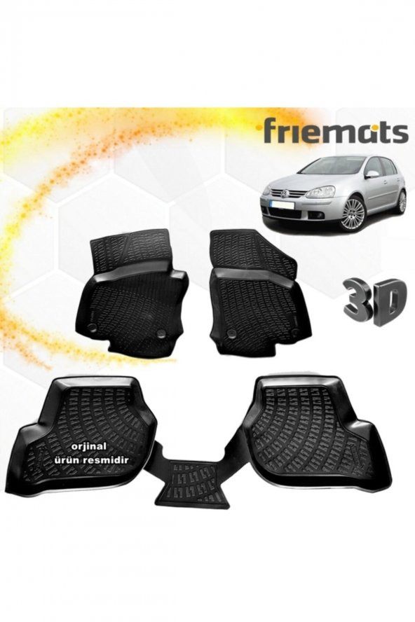 Friemats Vw Golf 5 3d Paspas Havuzlu Siyah 2004-2009 Arası 4 Prç ürün görseli 1