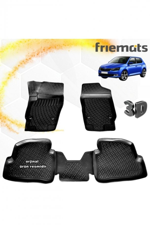 Friemats Skoda Fabia 3d Paspas Havuzlu Siyah Hb 2014-2020 Arası 4 Prç ürün görseli 1