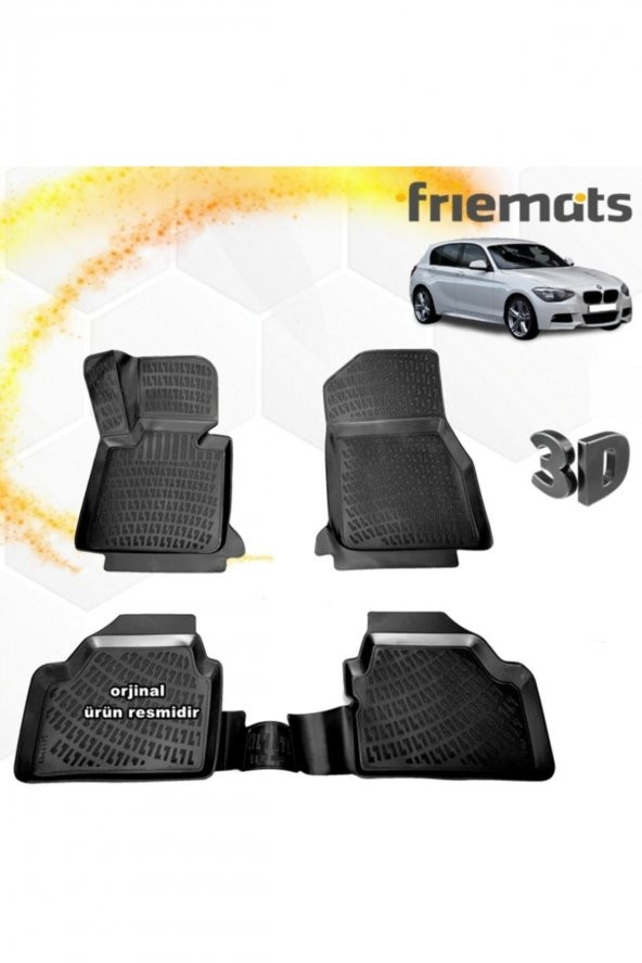Friemats Bmw F20 1 Serisi 3d Paspas Havuzlu Siyah 2011-2020 Arası 4 Prç ürün görseli 1