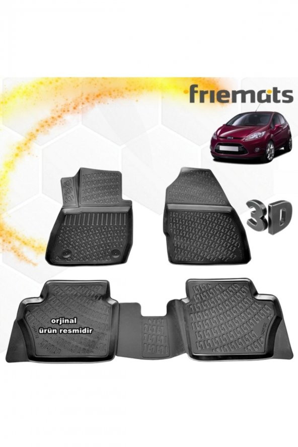 Friemats Ford Fiesta 3d Paspas Havuzlu Siyah 2009-2017 Arası 4 Prç ürün görseli 1