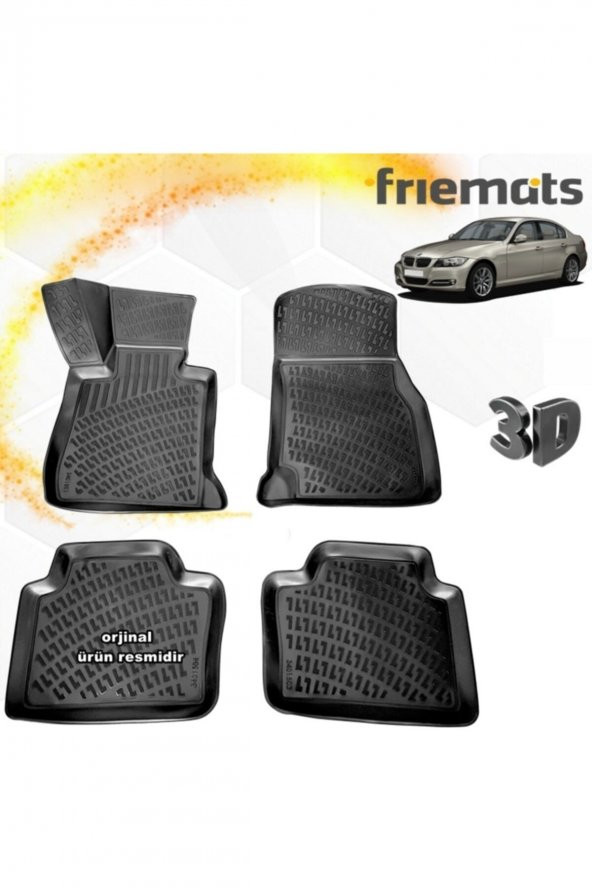 Friemats Bmw E90 3d Paspas Havuzlu Siyah 2005-2013 Arası 4 Prç ürün görseli 1
