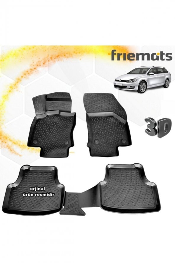 Friemats Vw Golf 7 3d Paspas Havuzlu Siyah Stw 2013-2020 Arası 4 Prç ürün görseli 1
