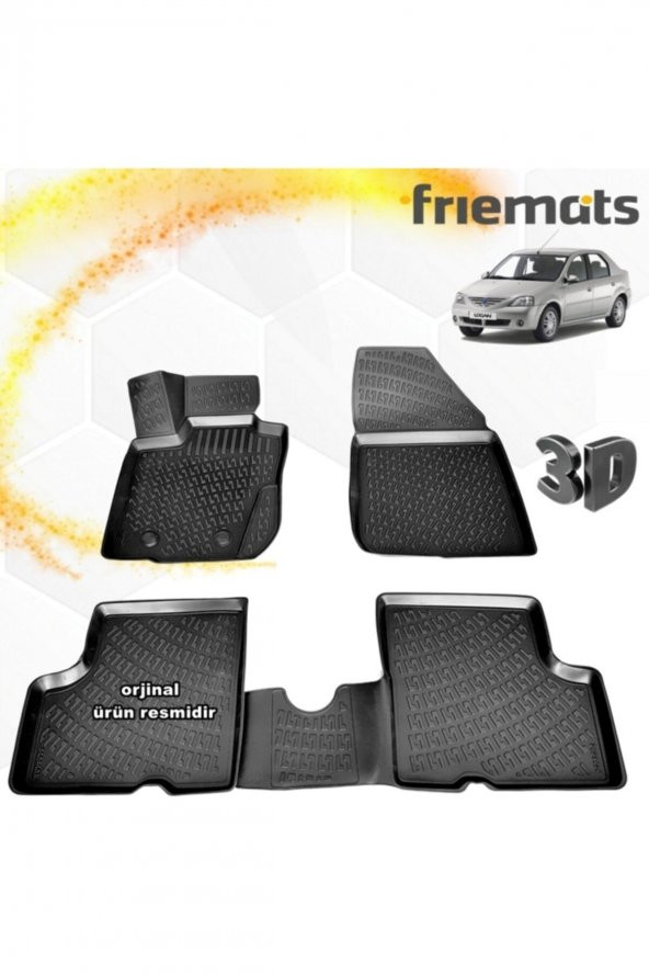 Friemats Dacia Logan 3d Paspas Havuzlu Siyah 2005-2012 Arası 4 Prç ürün görseli 1