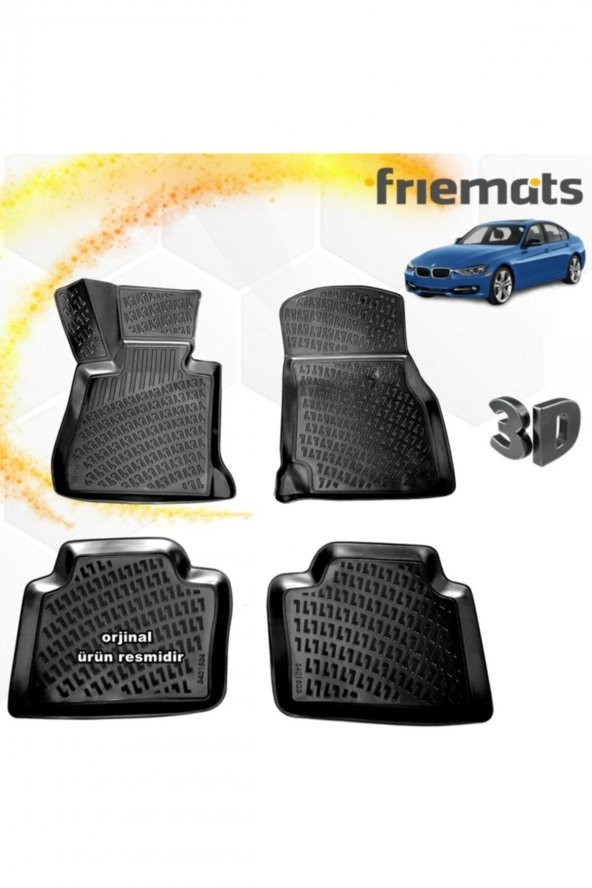 Friemats Bmw F30 3 Serisi 3d Paspas Havuzlu Siyah 2012 Sonrası 4 Prç ürün görseli 1