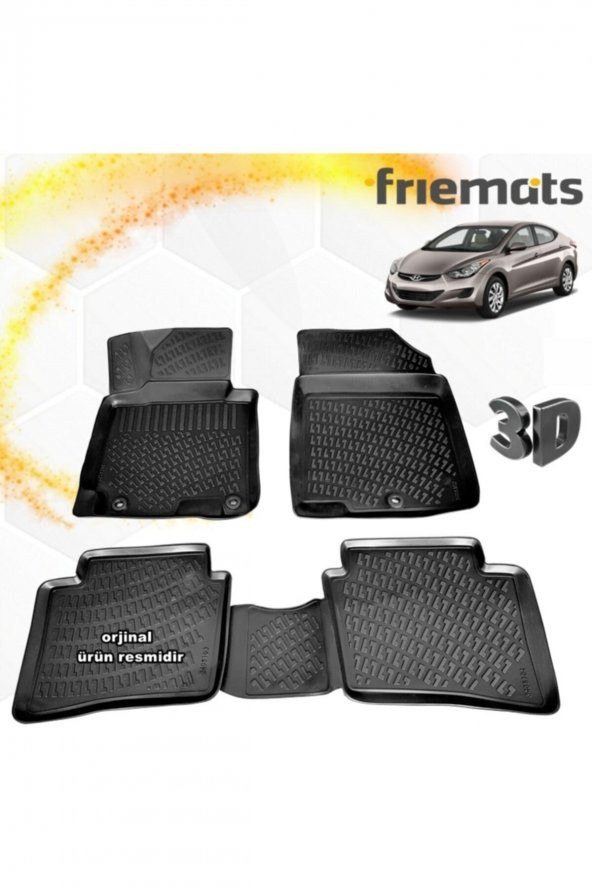 Friemats Hyundai Elantra 3d Paspas Havuzlu Siyah 2011-2015 Arası 4 Prç ürün görseli 1