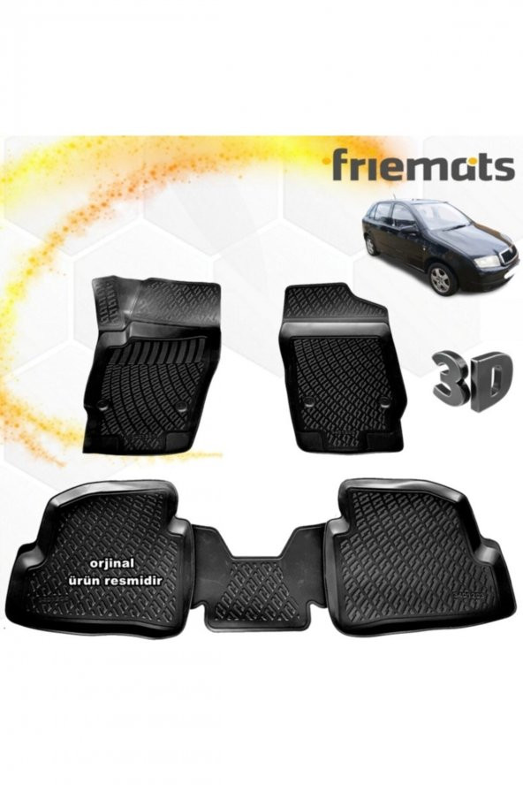 Friemats Skoda Fabia 3d Paspas Havuzlu Siyah Hb 2000-2006 Arası 4 Prç ürün görseli 1
