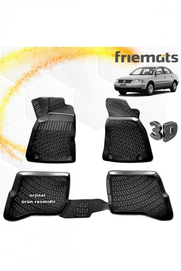 Friemats Vw Passat B5 3d Paspas Havuzlu Siyah 1996-2005 Arası 4 Prç ürün görseli 1