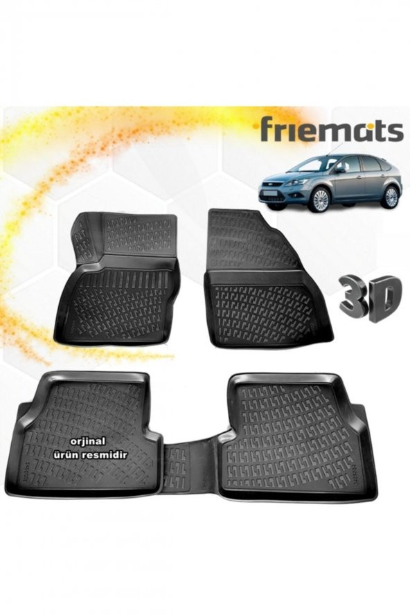 Friemats Ford Focus 2 3d Paspas Havuzlu Siyah Hb 2005-2011 Arası 4 Prç ürün görseli 1