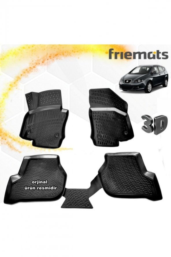 Friemats Seat Leon 3d Paspas Havuzlu Siyah 2006-2012 Arası 4 Prç ürün görseli 1