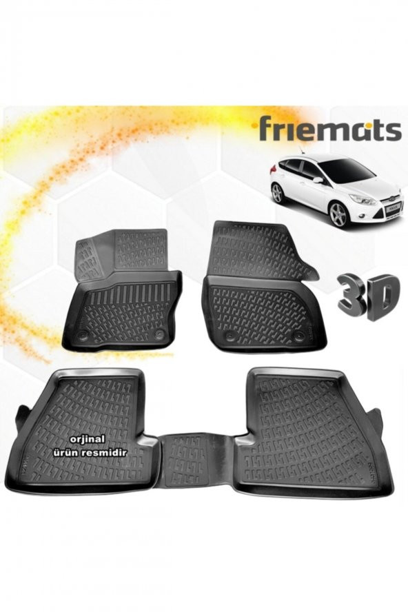 Friemats Ford Focus 3 3d Paspas Havuzlu Siyah Hb 2011-2015 Arası 4 Prç ürün görseli 1