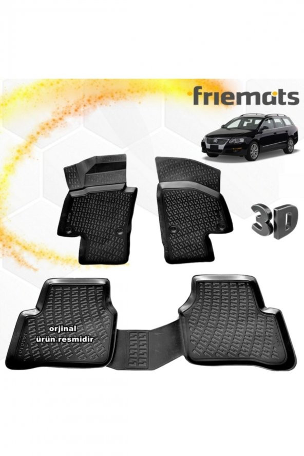 Friemats Vw Passat 3c B6 3d Paspas Havuzlu Siyah Stw 2005-2010 Arası 4 Prç ürün görseli 1