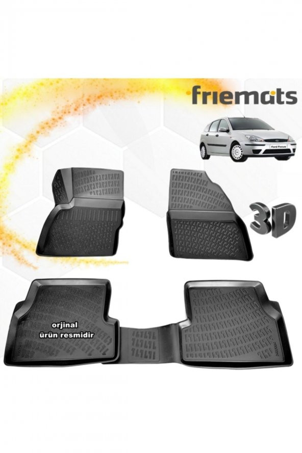 Friemats Ford Focus 1 3d Paspas Havuzlu Siyah Hb 1998-2005 Arası 4 Prç ürün görseli 1