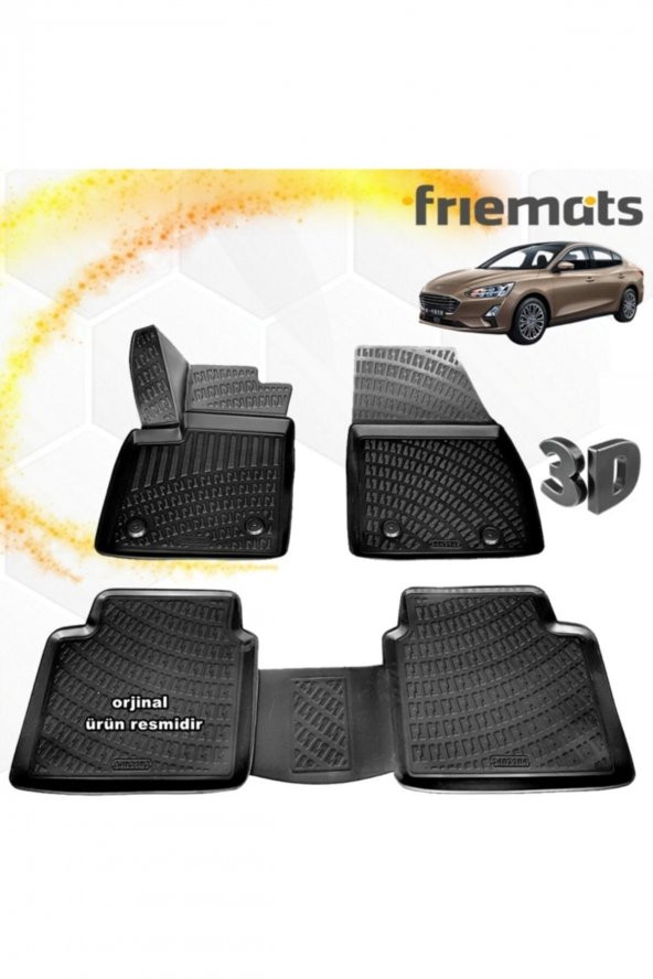 Friemats Ford Focus 5 3d Paspas Havuzlu Siyah Sedan 2018 Sonrası 4 Prç ürün görseli 1