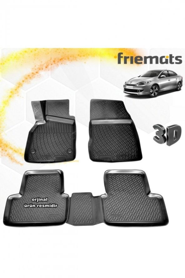 Friemats Renault Fluence 3d Paspas Havuzlu Siyah 2009-2018 Arası 4 Prç ürün görseli 1