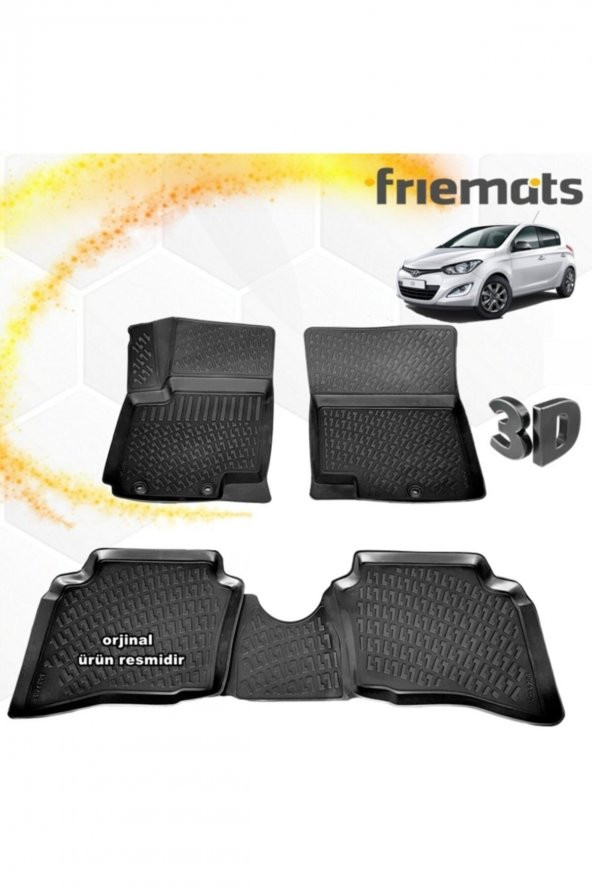 Friemats Hyundai I20 3d Paspas Havuzlu Siyah 2008-2014 Arası 4 Prç ürün görseli 1