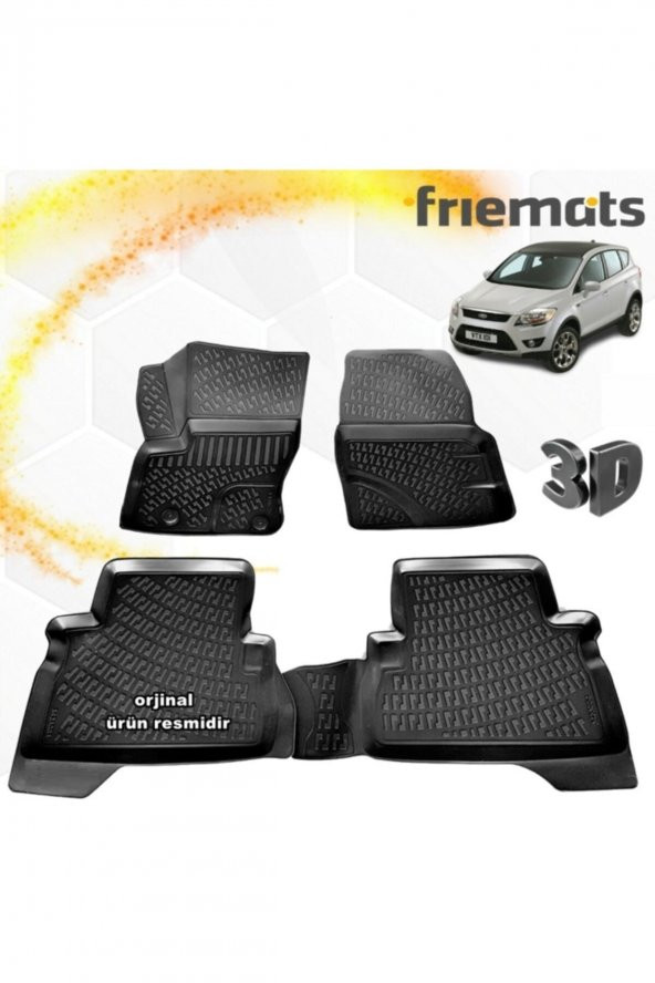 Friemats Ford Kuga 3d Paspas Havuzlu Siyah 2008-2012 Arası 4 Prç ürün görseli 1