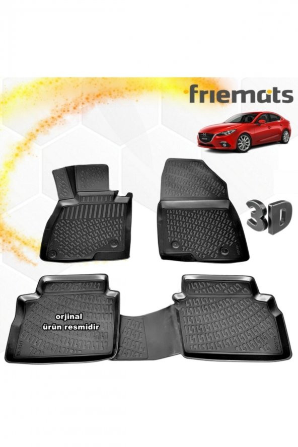 Friemats Mazda 3 3d Paspas Havuzlu Siyah Sedan 2013-2020 Arası 4 Prç ürün görseli 1