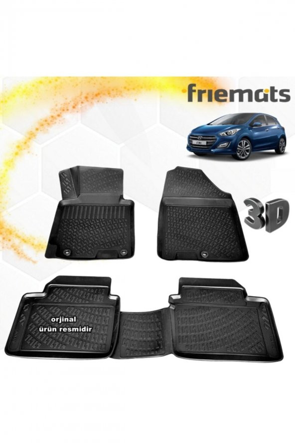 Friemats Hyundai I30 3d Paspas Havuzlu Siyah 2012-2017 Arası 4 Prç ürün görseli 1