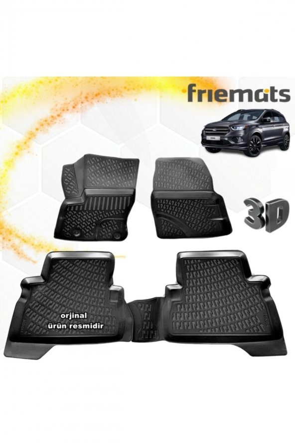 Friemats Ford Kuga 3d Paspas Havuzlu Siyah 2013-2018 Arası 4 Prç ürün görseli 1