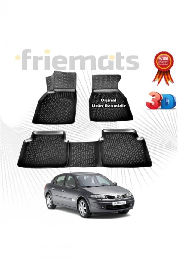 Friemats Renault Megane 2 Sd 3d Havuzlu Paspas 2004-2010 Arası Siyah 4 Parça Set - ürün görseli 1
