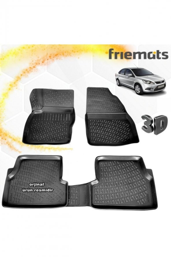 Friemats Ford Focus 2 3d Paspas Havuzlu Siyah Sedan 2005-2011 Arası 4 Prç ürün görseli 1