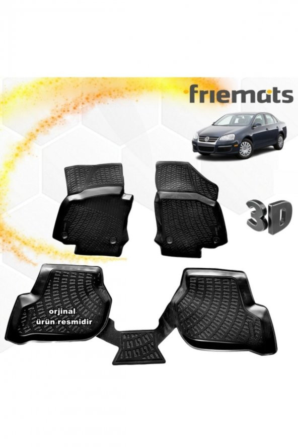 Friemats Vw Jetta 3d Paspas Havuzlu Siyah 2006-2010 Arası 4 Prç ürün görseli 1