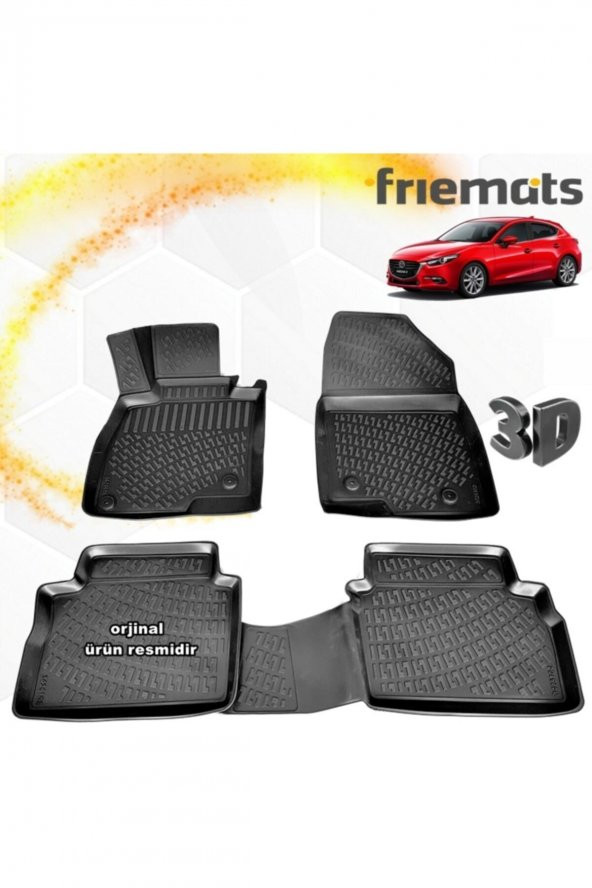 Friemats Mazda 3 3d Paspas Havuzlu Siyah Hb 2013-2020 Arası 4 Prç ürün görseli 1