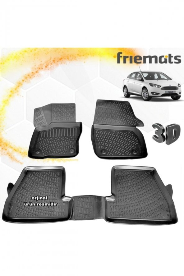 Friemats Ford Focus 4 3d Paspas Havuzlu Siyah Sedan 2015-2018 Arası 4 Prç ürün görseli 1