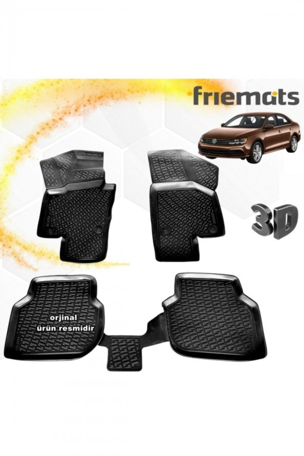 Friemats Vw Jetta 3d Paspas Havuzlu Siyah 2011-2015 Arası 4 Prç ürün görseli 1