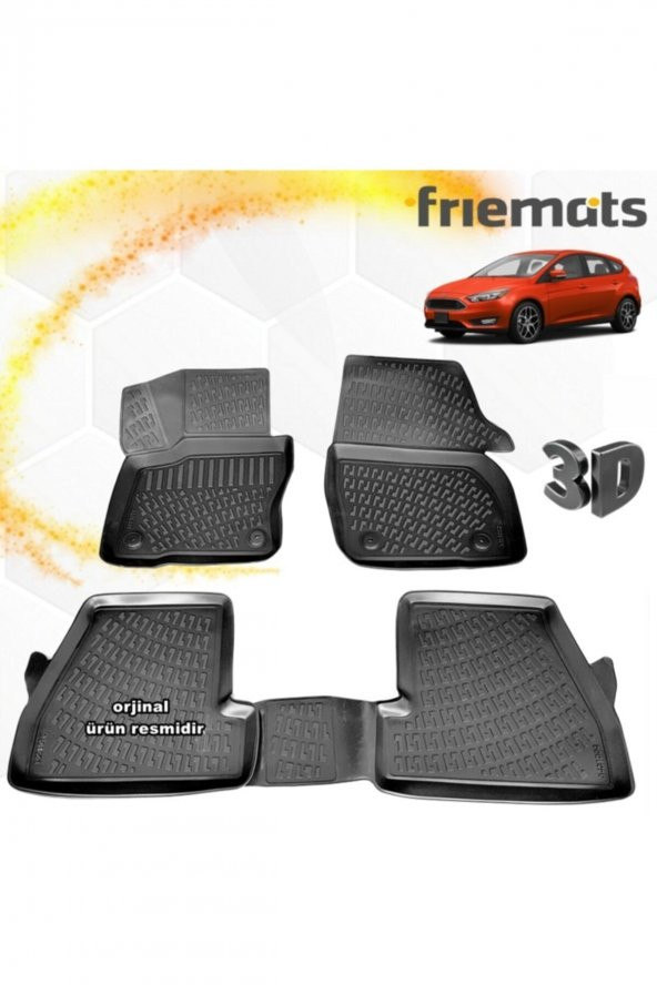 Friemats Ford Focus 4 3d Paspas Havuzlu Siyah Hb 2015-2018 Arası 4 Prç ürün görseli 1