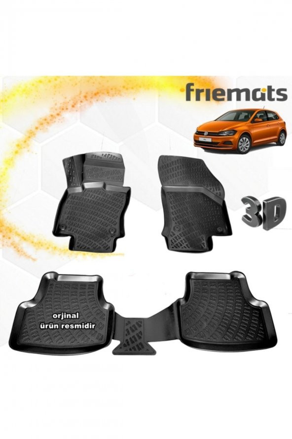 Friemats Vw Polo 3d Paspas Havuzlu Siyah Hb 2017-2020 Arası 4 Prç ürün görseli 1