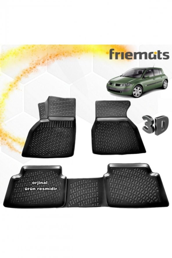 Friemats Renault Megane 2 3d Paspas Havuzlu Siyah Hb 2004-2010 Arası 4 Prç ürün görseli 1