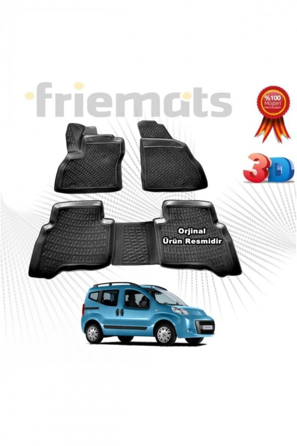 Friemats Citroen Nemo 3d Havuzlu Paspas 2008-2020 Arası Siyah 4 Parça Set - ürün görseli 1