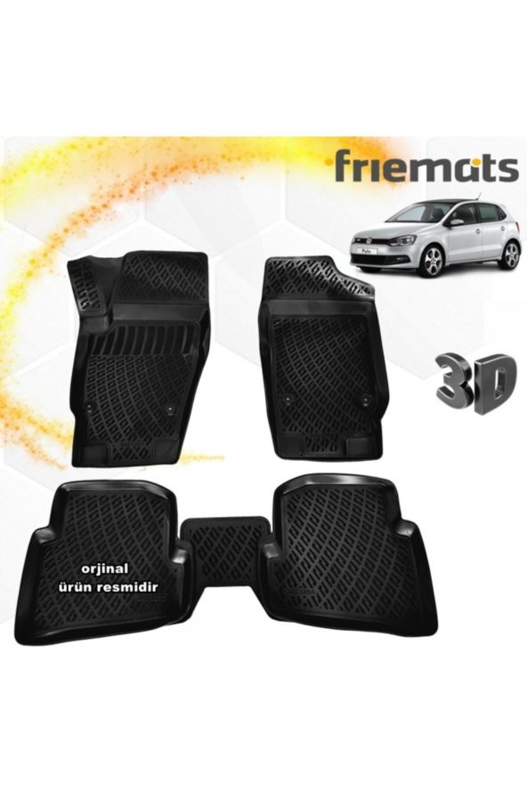 Friemats Vw Polo 3d Paspas Havuzlu Siyah Hb 2010-2016 Arası 4 Pr ürün görseli 1